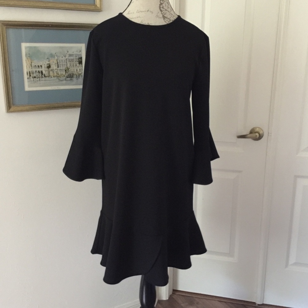 ECI Black Dress with ruffle accents